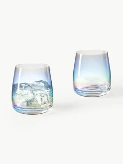Mondgeblazen waterglazen Rainbow, iriserend, 4 stuks^Westwing Collection Online