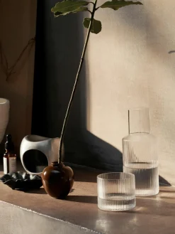 Mondgeblazen waterglazen Ripple met groefreliëf, 4 stuks^ferm LIVING Clearance