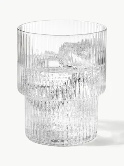 Mondgeblazen waterglazen Ripple met groefreliëf, 4-delig^ferm LIVING Best