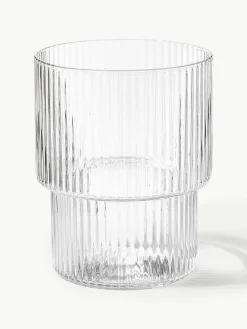 Mondgeblazen waterglazen Ripple met groefreliëf, 4-delig^ferm LIVING Best