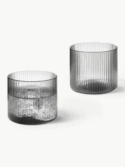 Mondgeblazen waterglazen Ripple met groefreliëf, 4 stuks^ferm LIVING Sale