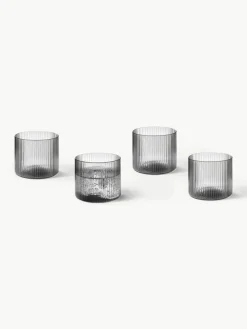 Mondgeblazen waterglazen Ripple met groefreliëf, 4 stuks^ferm LIVING Sale