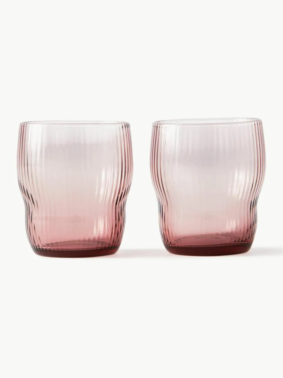 Mondgeblazen waterglazen Pum met groefstructuur, 2 stuks^Pols Potten Outlet