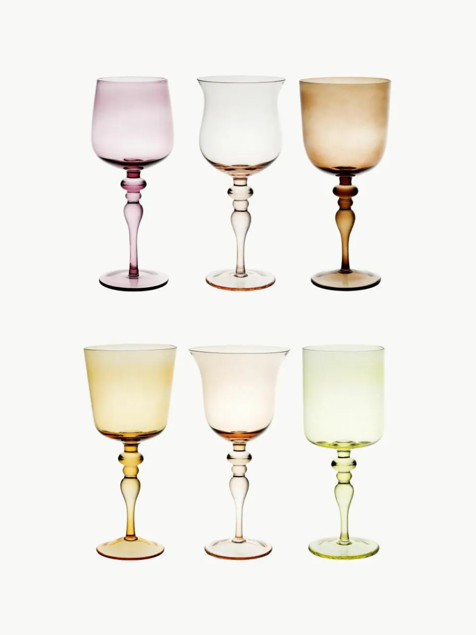 Mondgeblazen wijnglazen Diseguale, set van 6^Bitossi Home Outlet
