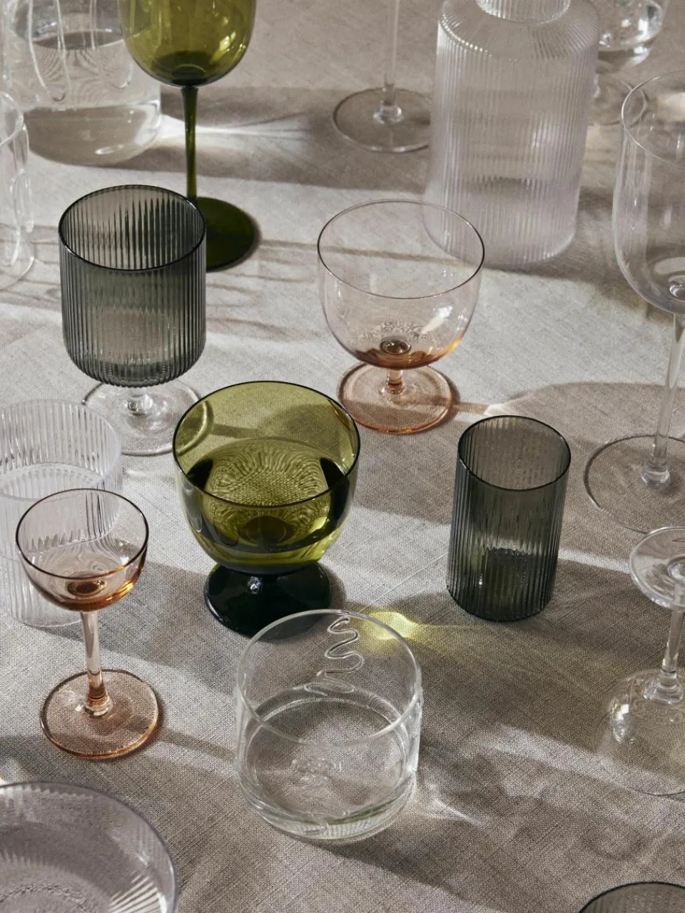 Mondgeblazen wijnglazen Ripple met groefreliëf, 2 stuks^ferm LIVING Sale