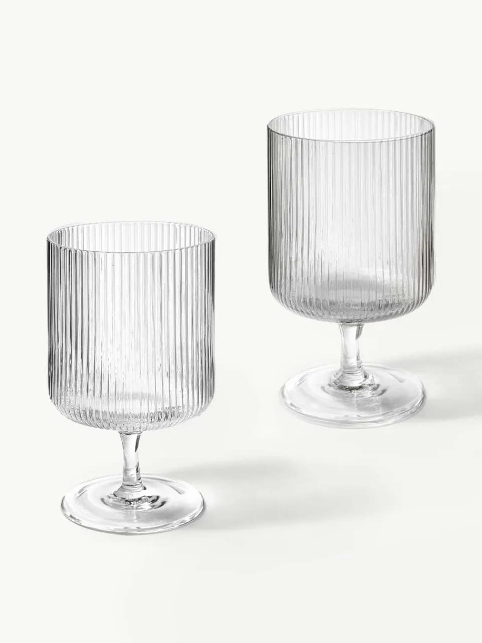 Mondgeblazen wijnglazen Ripple met groefreliëf, 2 stuks^ferm LIVING Outlet