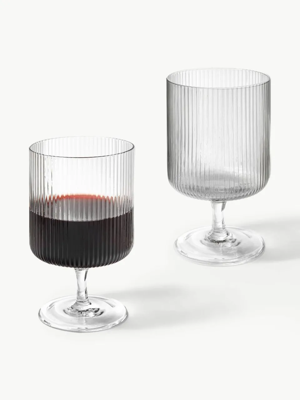 Mondgeblazen wijnglazen Ripple met groefreliëf, 2 stuks^ferm LIVING Outlet