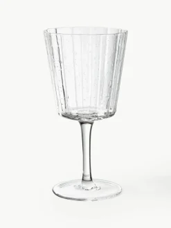 Mondgeblazen wijnglazen Scallop Glasses met groefstructuur, 4 stuks^Westwing Collection Fashion