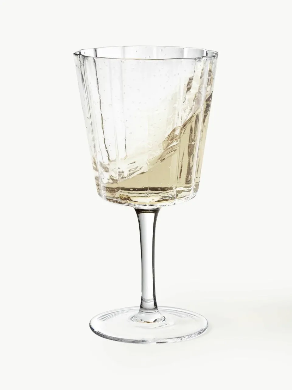 Mondgeblazen wijnglazen Scallop Glasses met groefstructuur, 4 stuks^Westwing Collection Fashion