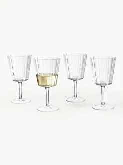 Mondgeblazen wijnglazen Scallop Glasses met groefstructuur, 4 stuks^Westwing Collection Fashion