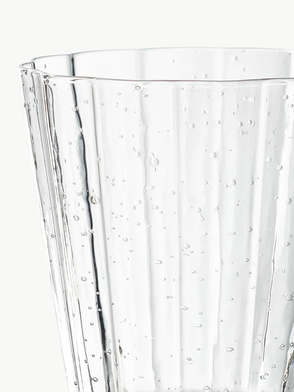Mondgeblazen wijnglazen Scallop Glasses met groefstructuur, 4 stuks^Westwing Collection Fashion