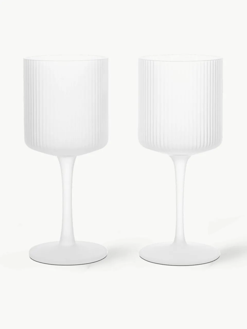 Mondgeblazen witte wijnglazen Ripple met groefreliëf, 2 stuks^ferm LIVING Clearance
