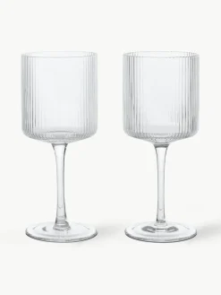 Mondgeblazen witte wijnglazen Ripple met groefreliëf, 2 stuks^ferm LIVING Best