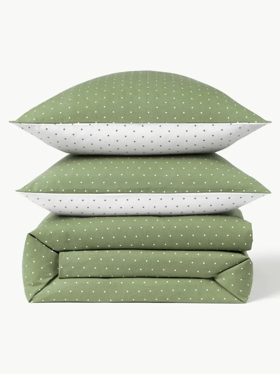Omkeerbaar flanellen dekbedovertrek Betty, met stippels^Westwing Collection Hot