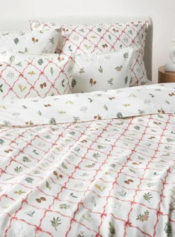 Omkeerbaar katoenen perkal dekbedovertrek Twigs met winterse prints^Westwing Collection Outlet