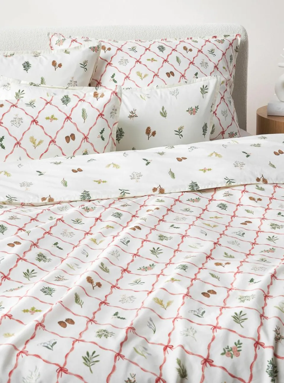 Omkeerbaar katoenen perkal dekbedovertrek Twigs met winterse prints^Westwing Collection Outlet