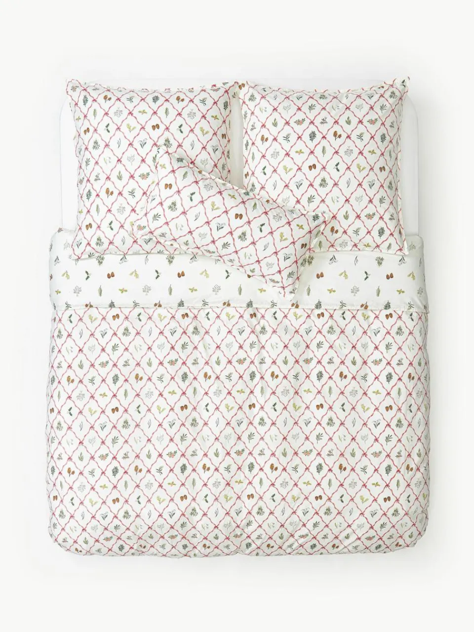 Omkeerbaar katoenen perkal dekbedovertrek Twigs met winterse prints^Westwing Collection Outlet