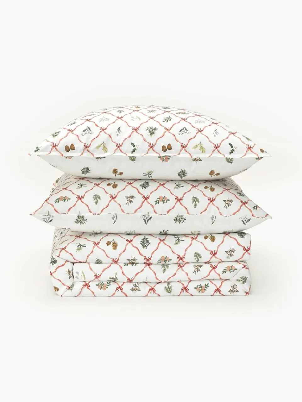 Omkeerbaar katoenen perkal dekbedovertrek Twigs met winterse prints^Westwing Collection Outlet