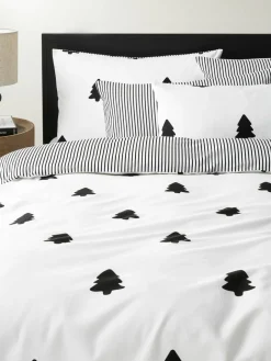Omkeerbare flanellen dekbedovertrek Noan met kerstboommotief^Westwing Collection Sale