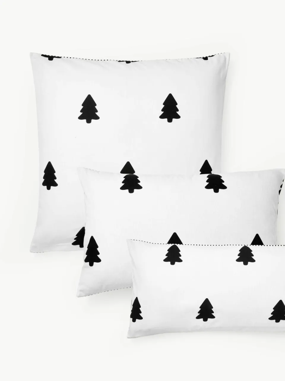 Omkeerbare flanellen kussenhoes Noan met kerstboommotief^Westwing Collection New