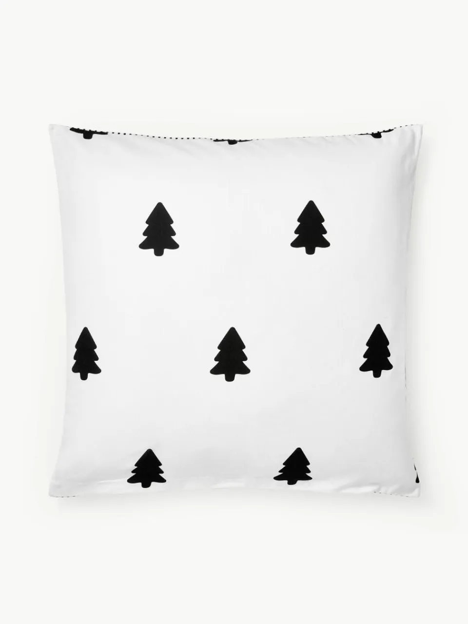Omkeerbare flanellen kussenhoes Noan met kerstboommotief^Westwing Collection New