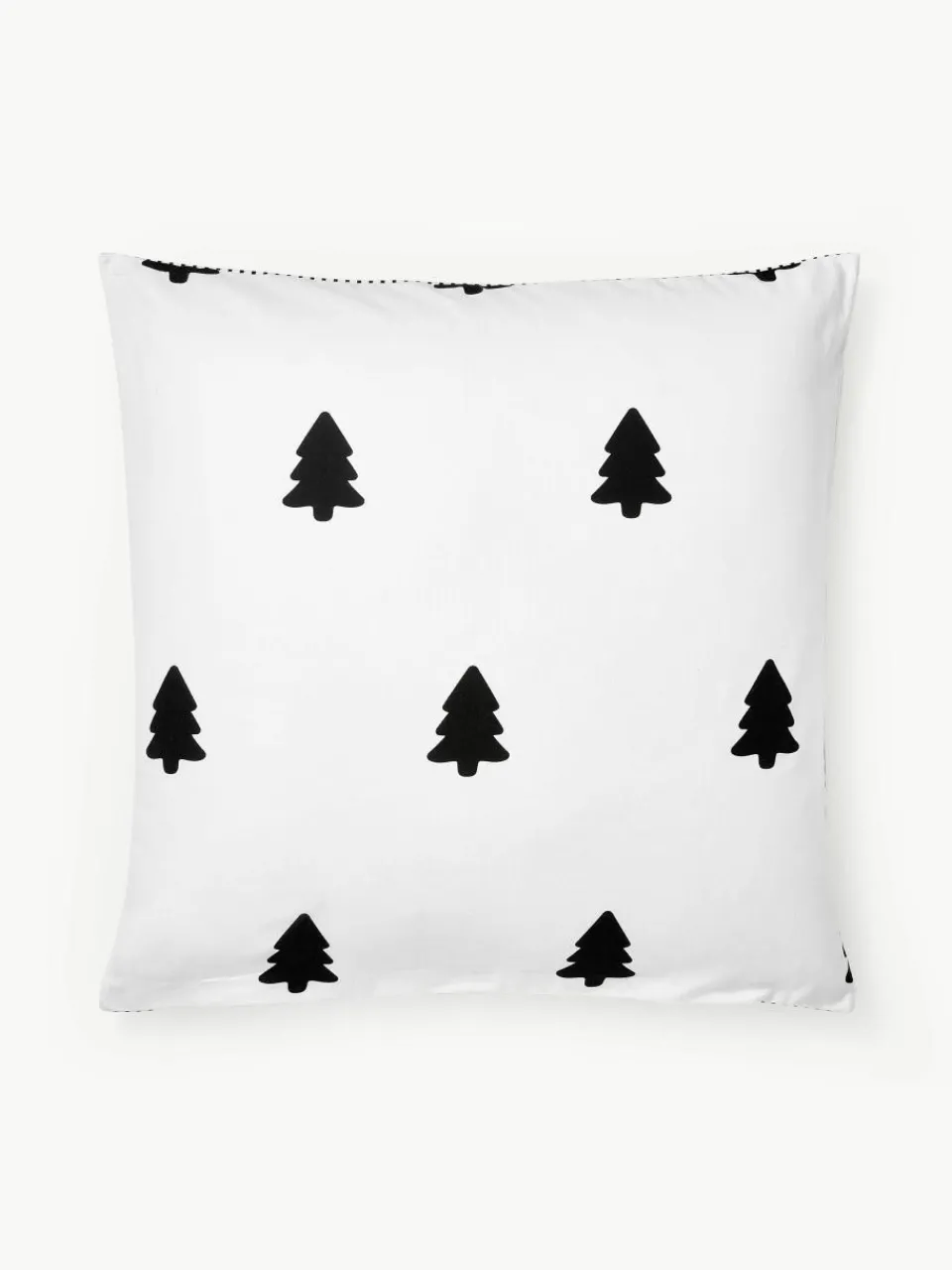 Omkeerbare flanellen kussenhoes Noan met kerstboommotief^Westwing Collection New