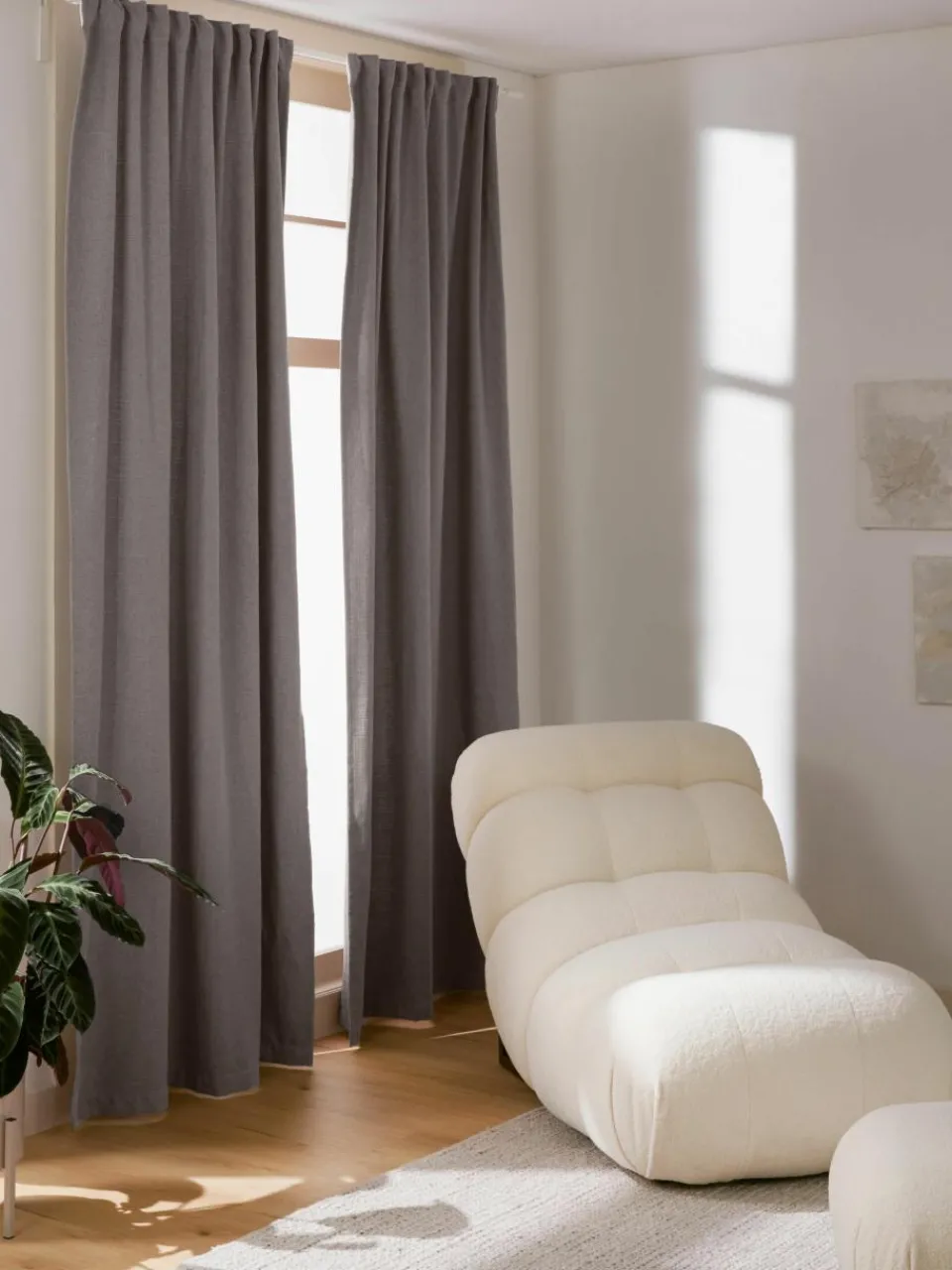 Ondoorzichtig gordijn Jensen met multiband, 2 stuks^Westwing Collection New
