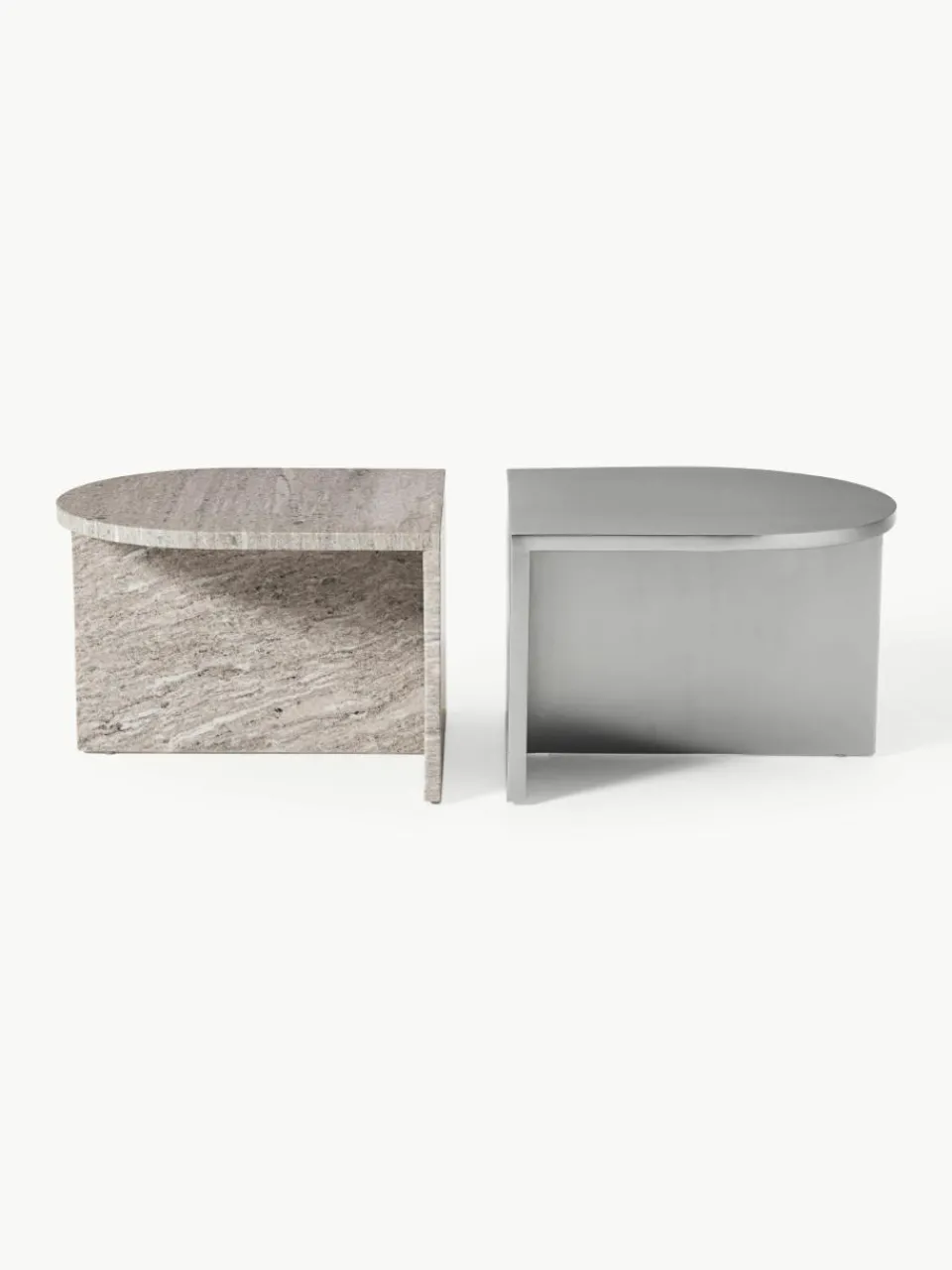 Ovale salontafels Leander van metaal en marmer, set van 2^Westwing Collection Outlet