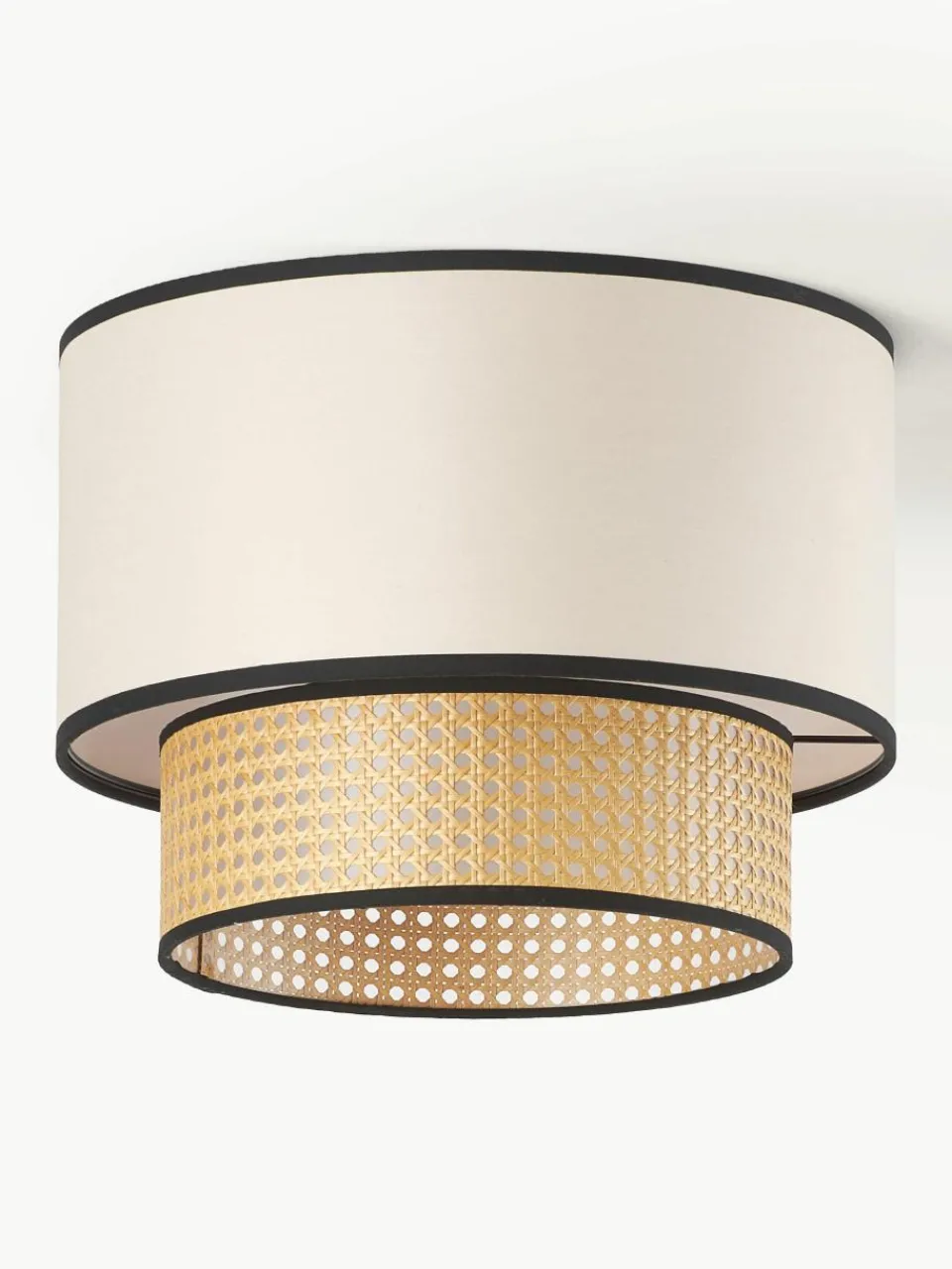 Plafondlamp Vienna van Weens vlechtwerk met stof^Westwing Collection Discount