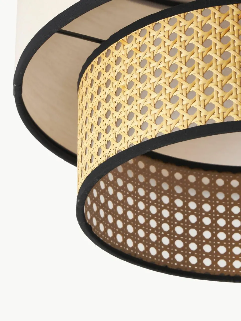 Plafondlamp Vienna van Weens vlechtwerk met stof^Westwing Collection Discount