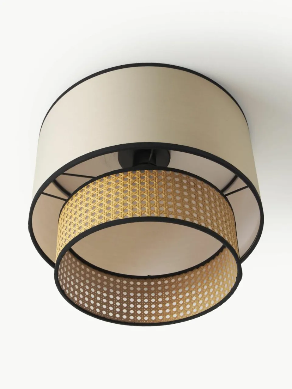 Plafondlamp Vienna van Weens vlechtwerk met stof^Westwing Collection Discount