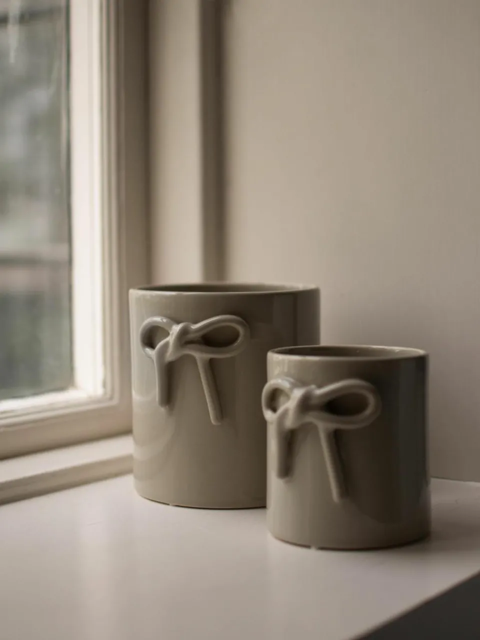 Plantenpot Bow van keramiek, H 14 cm^DBKD Fashion