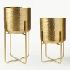 Plantenpottenset Nives van metaal met een gehamerde look, set van 2^Westwing Collection Clearance