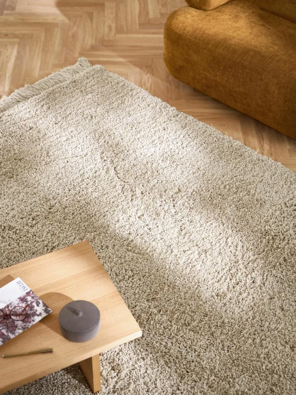 Pluizig hoogpolig vloerkleed Dreamy met franjes^Westwing Collection Best
