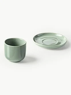 Porseleinen espressokopjes Nessa met schotels, 4 stuks^Westwing Collection Discount