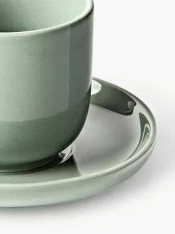 Porseleinen espressokopjes Nessa met schotels, 4 stuks^Westwing Collection Discount