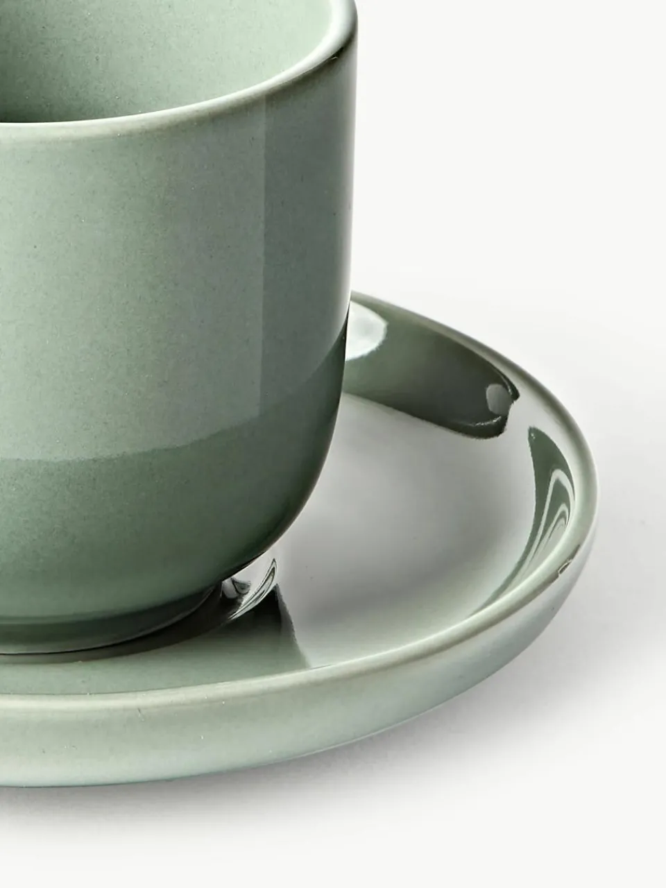 Porseleinen espressokopjes Nessa met schotels, 4 stuks^Westwing Collection Discount
