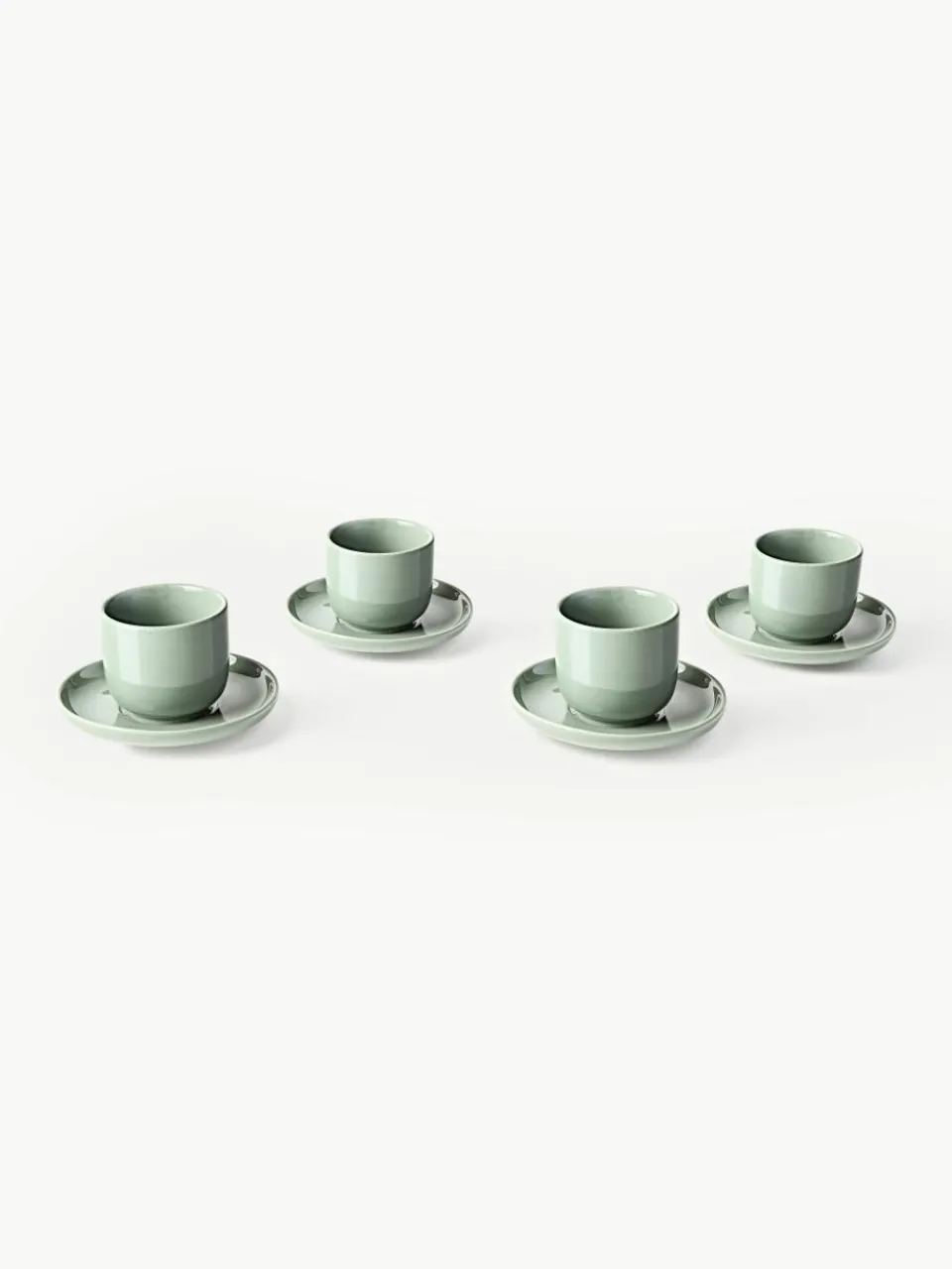 Porseleinen espressokopjes Nessa met schotels, 4 stuks^Westwing Collection Discount
