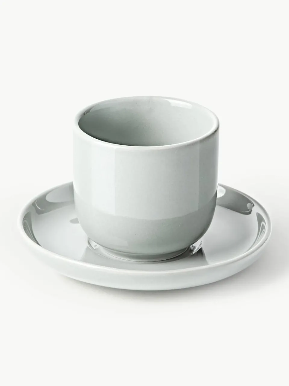 Porseleinen espressokopjes Nessa met schotels, 4 stuks^Westwing Collection Hot