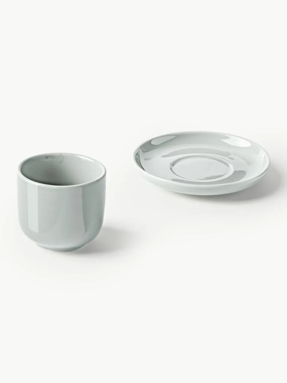 Porseleinen espressokopjes Nessa met schotels, 4 stuks^Westwing Collection Hot