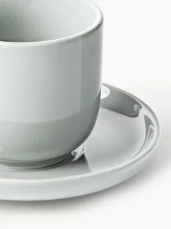 Porseleinen espressokopjes Nessa met schotels, 4 stuks^Westwing Collection Hot