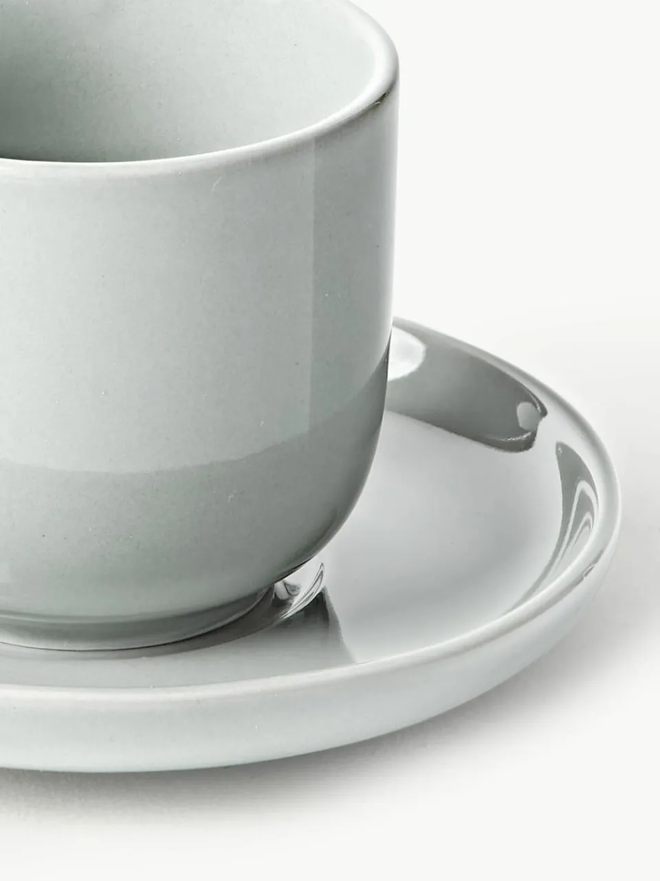 Porseleinen espressokopjes Nessa met schotels, 4 stuks^Westwing Collection Hot