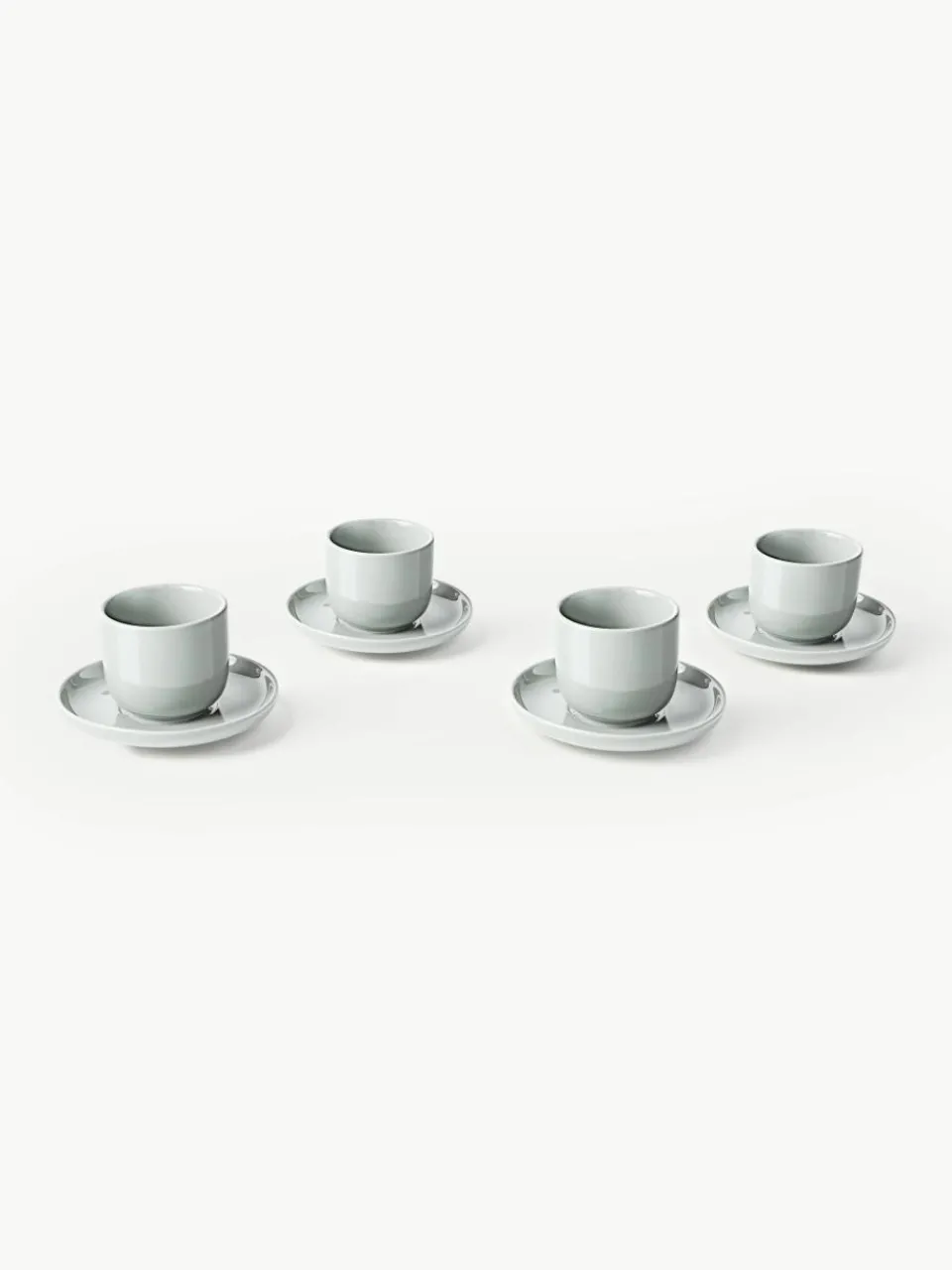 Porseleinen espressokopjes Nessa met schotels, 4 stuks^Westwing Collection Hot