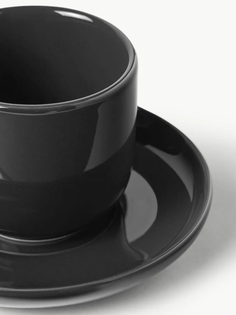 Porseleinen espressokopjes Nessa met schotels, 4 stuks^Westwing Collection Online
