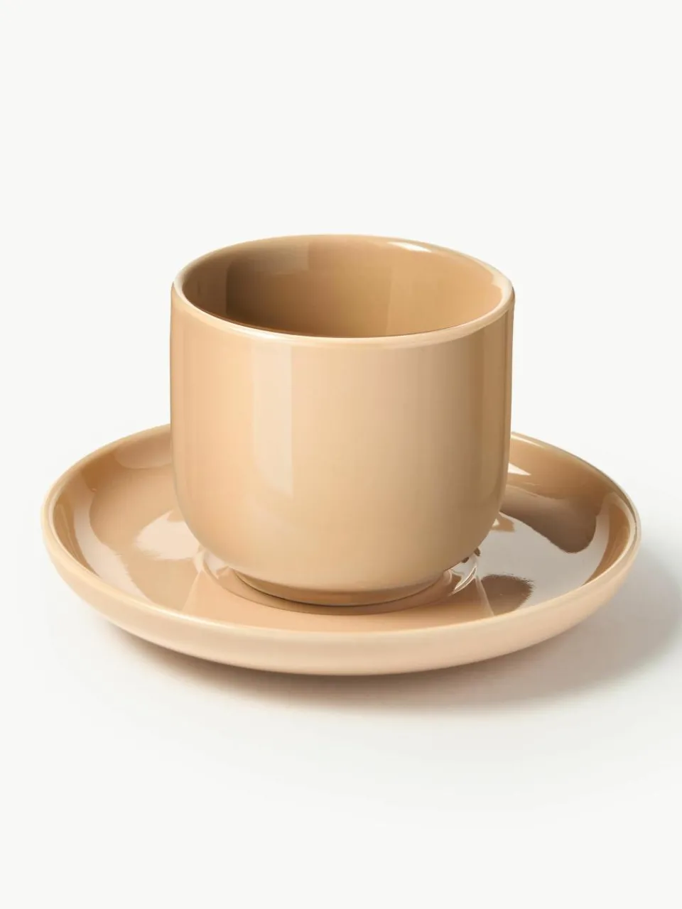 Porseleinen espressokopjes Nessa met schotels, 4 stuks^Westwing Collection Online