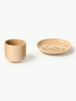 Porseleinen espressokopjes Nessa met schotels, 4 stuks^Westwing Collection Online