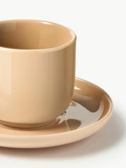 Porseleinen espressokopjes Nessa met schotels, 4 stuks^Westwing Collection Online