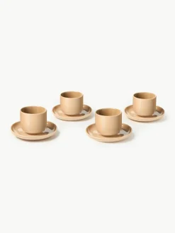 Porseleinen espressokopjes Nessa met schotels, 4 stuks^Westwing Collection Online