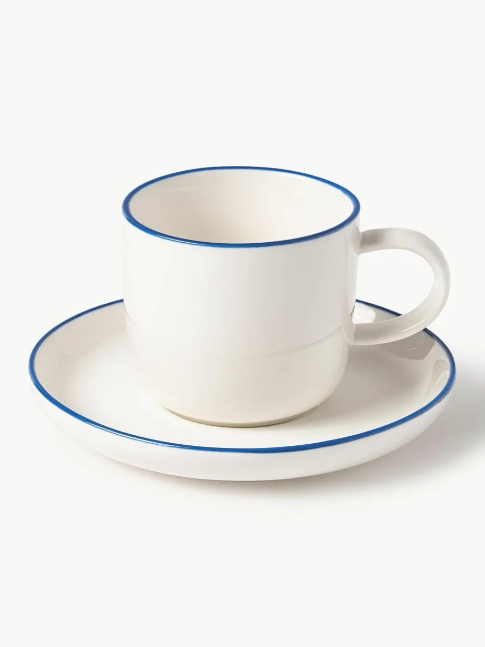 Porseleinen espressokopjes Facile met schoteltjes, 2 stuks^Westwing Collection Discount