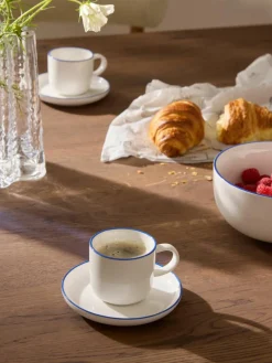 Porseleinen espressokopjes Facile met schoteltjes, 2 stuks^Westwing Collection Discount